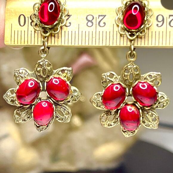 Vintage Earrings SIGNED JUDY LEE Red Rhinestone Vtg Costume Jewelry Lot AU02 - Picture 6 of 6
